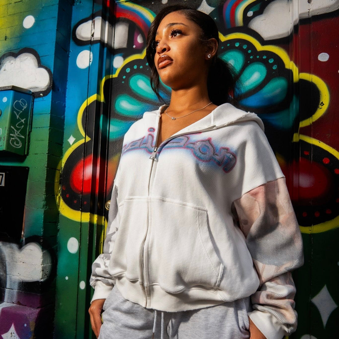 Static Waffle Knit Zip Up